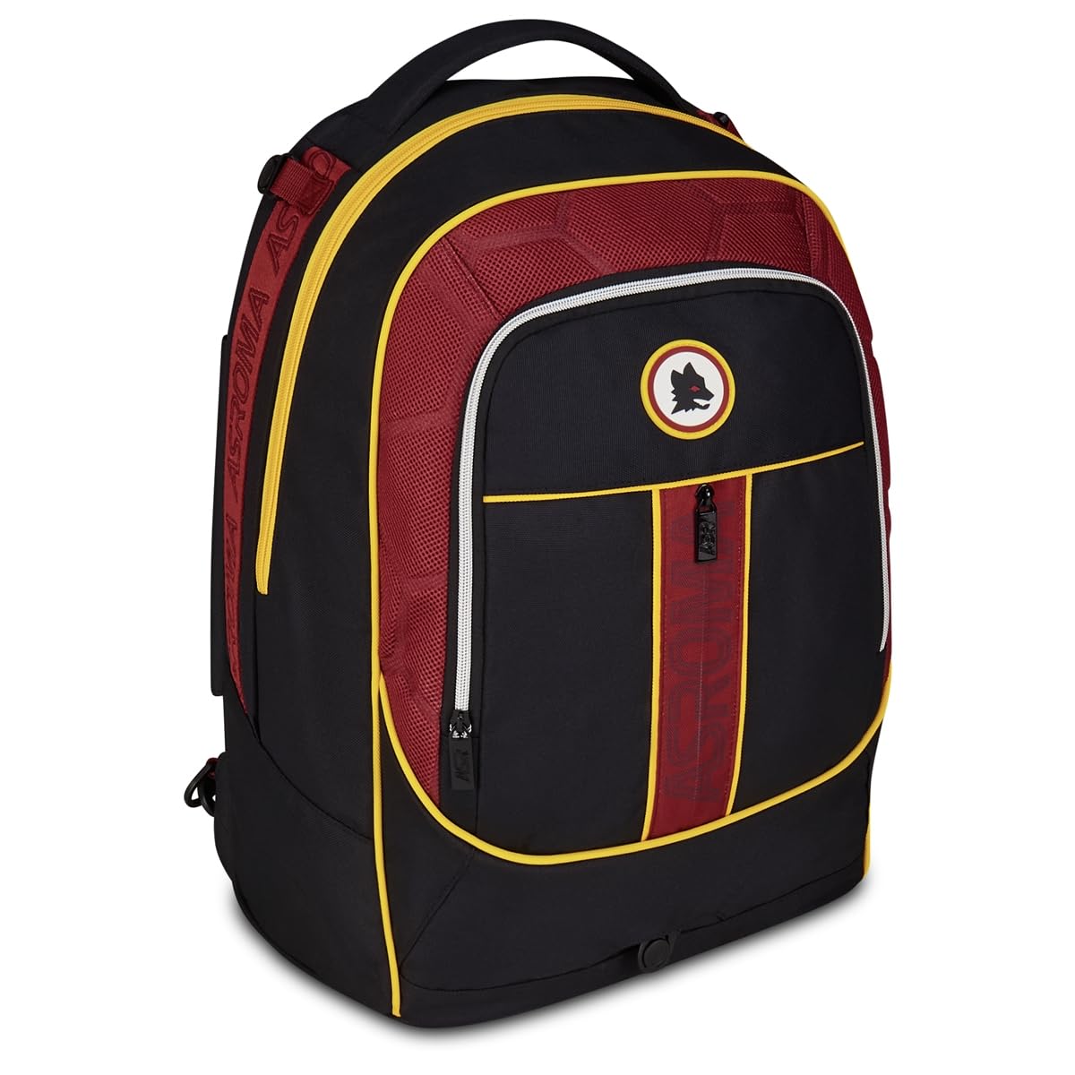 Seven AS Roma Trolley Scuola Jack 3 Ruote, Nero, Zaino Con Carrello Sganciabile Da 33 Litri, Per Scuola Elementare e Media, Bambino, Calcio