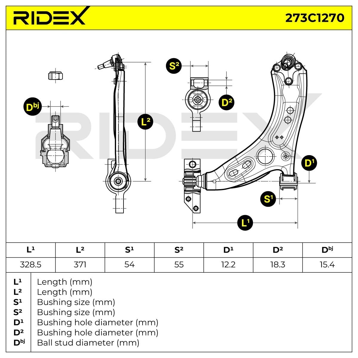 RIDEX 273C1270 Braccio oscillante sospensione ruota Anteriore Sinistra con snodo portante/di guida Compatibilità con VW Golf 6 5K1