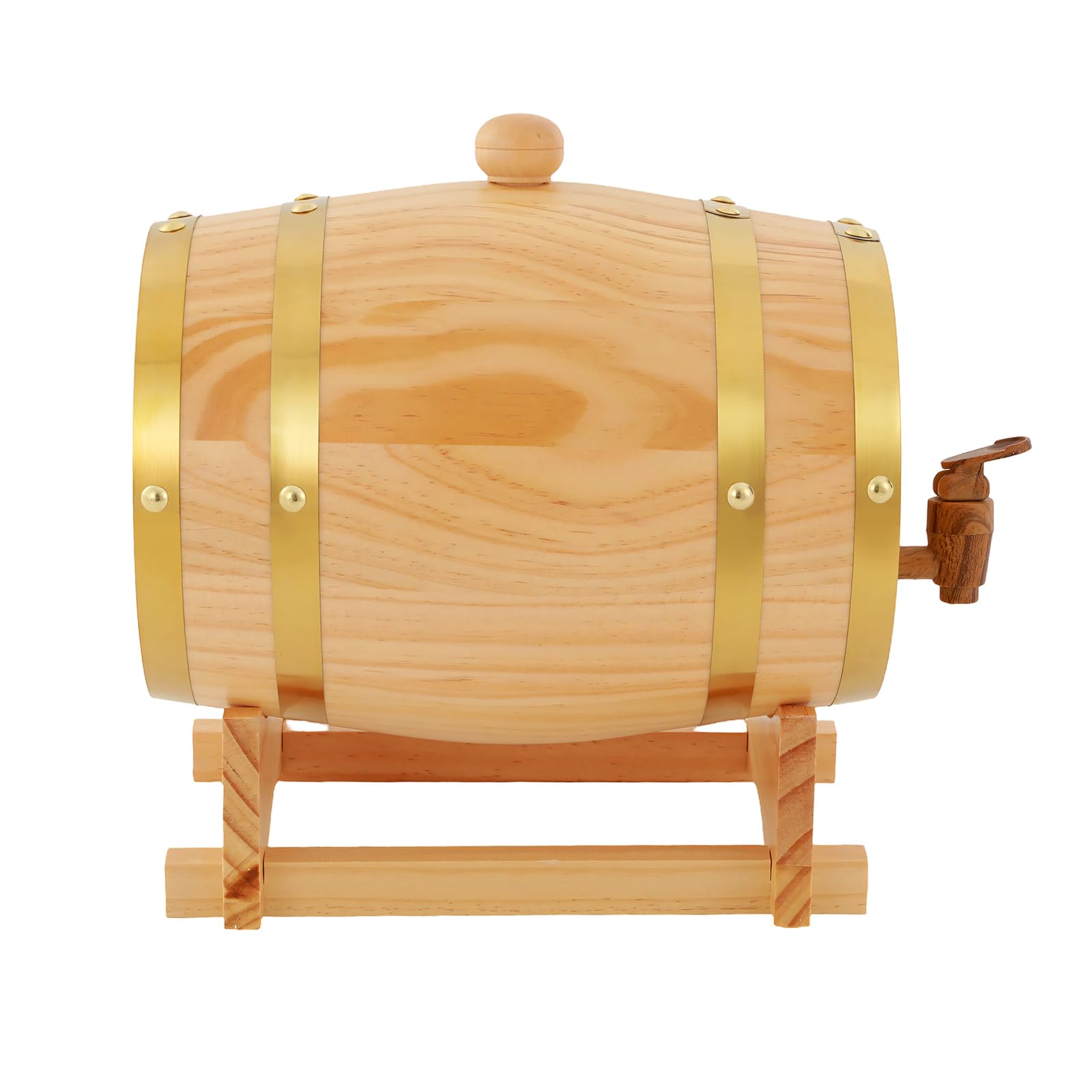 Tonneau de vin en bois de pin 3 l - Fût à whisky - Fût en bois original avec support et robinet Ellipse - Fût à alcool anti-fuite pour vin, whisky, bar, cave, idée cadeau