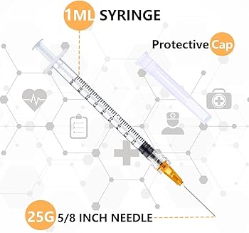1ml Syringes with Needles 25G 5/8 inch, Lab Sample Injection