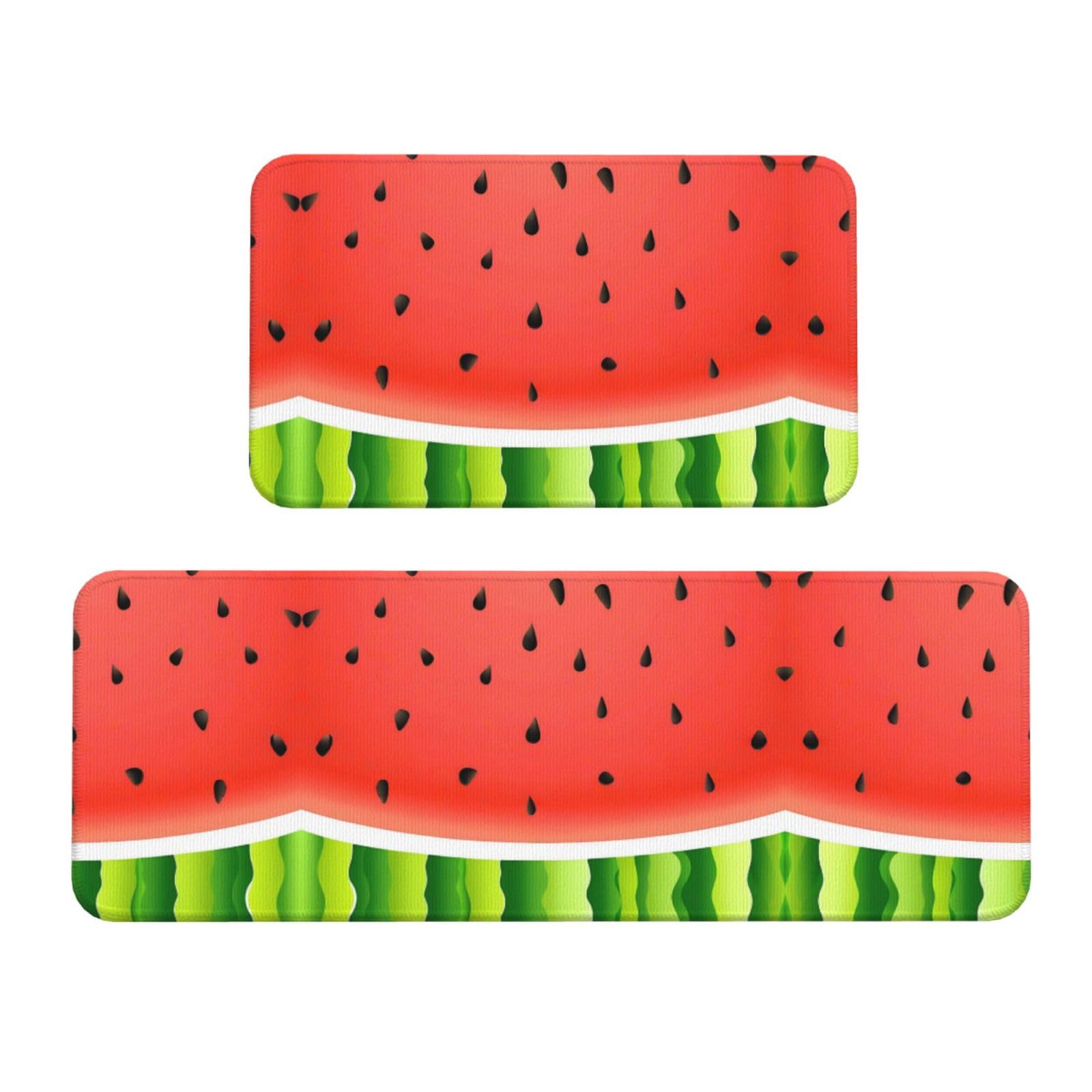 deaokluy Watermelon Kitchen Floor Mat 2 Sets, Non Slip Rugs Absorbent Mats for Floor Countertop Office Home, Summer Indoor Outdoor Decor Doormat 17" x
