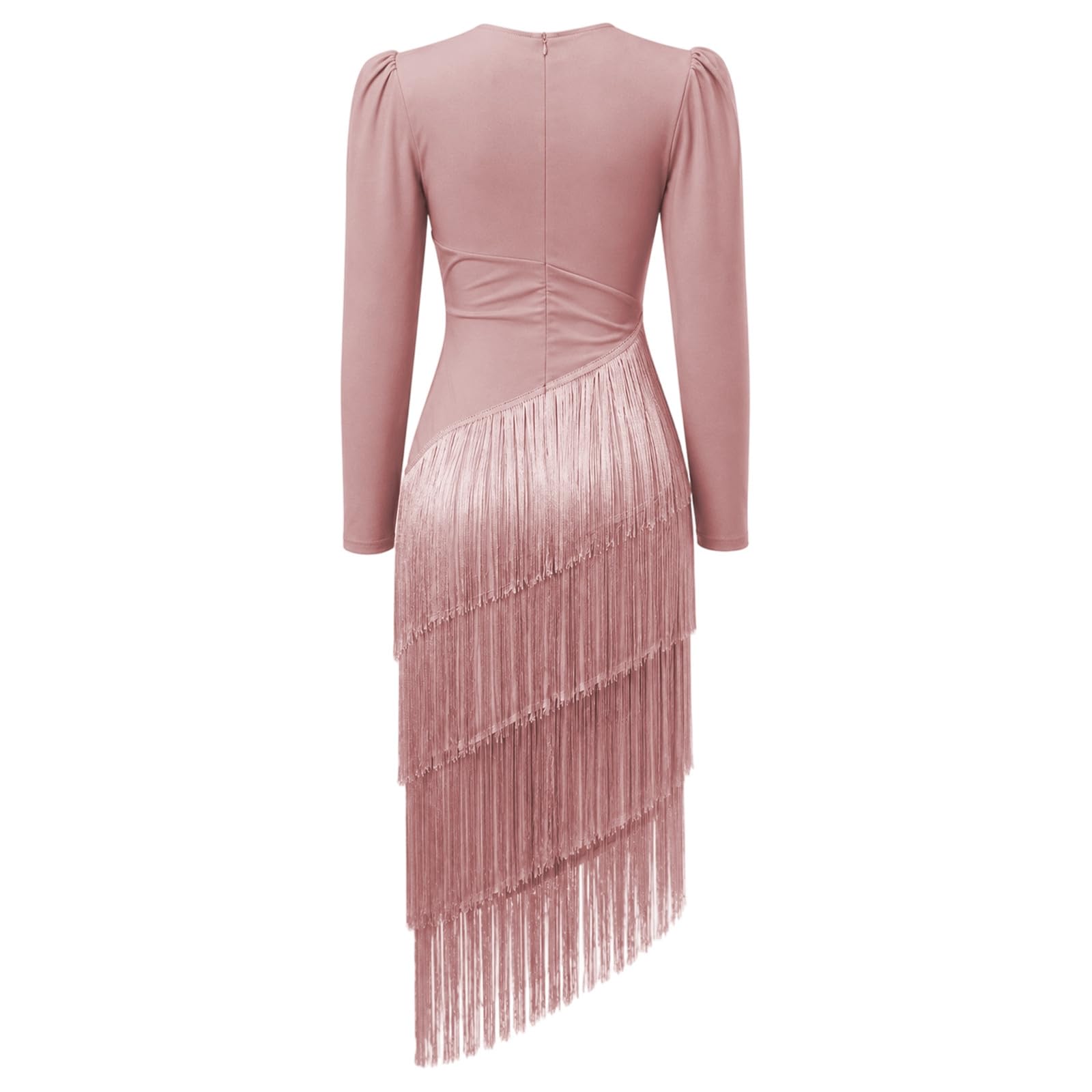 Generisch Vestido de noche para mujer, vestido festivo, patchwork, bohemio, con flecos, cuello en V, cintura alta, vestido de fiesta, túnica, entallado, vestido casual, vestido de novia, vestido de