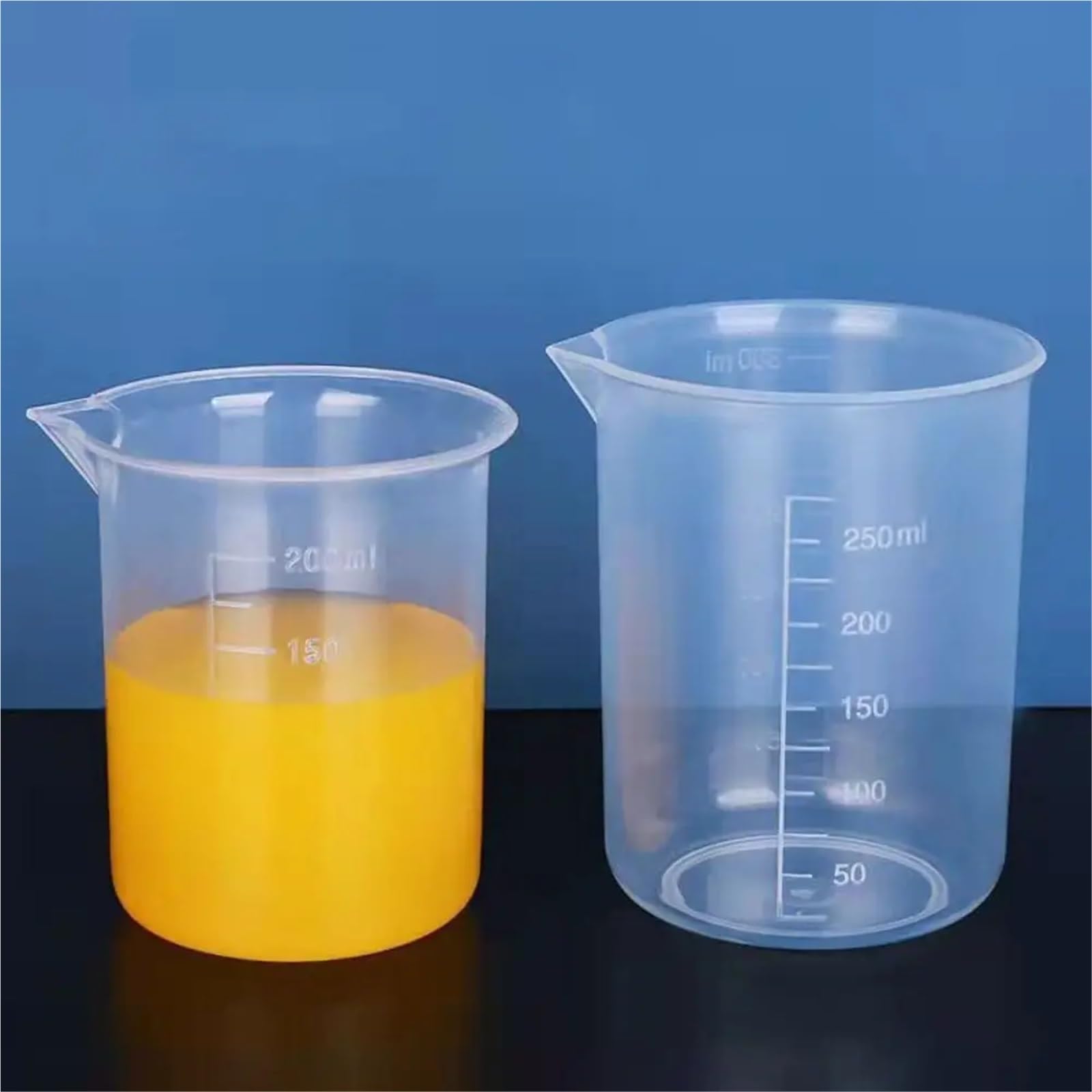 10 Pcs Lightweight Transparent Thickened For Kitchen Laboratory Test Plastic Beaker Graduated Cylinder Mixing Cups Measuring Cup Para Cocina Laboratorio(250ml)