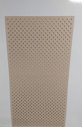 Wooden mesh Decorative Panel, Wall partition, Radiator Cover Grille, Cut-Outs, Kitchen Furniture, Laser Cut in 3mm Thick MDF (Size 1200mm x 620mm) Stellar Pattern Grille. Made in The UK.