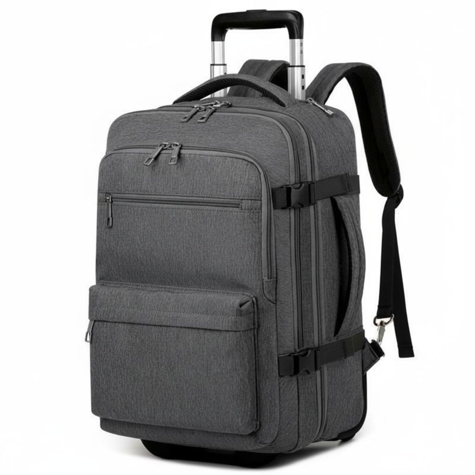 Maleta con Ruedas Mochila Trolley para Portátil Equipaje de Mano Impermeable con Funda para Ordenador y Ruedas Suaves Adecuada para Viajes de Negocios, Gray