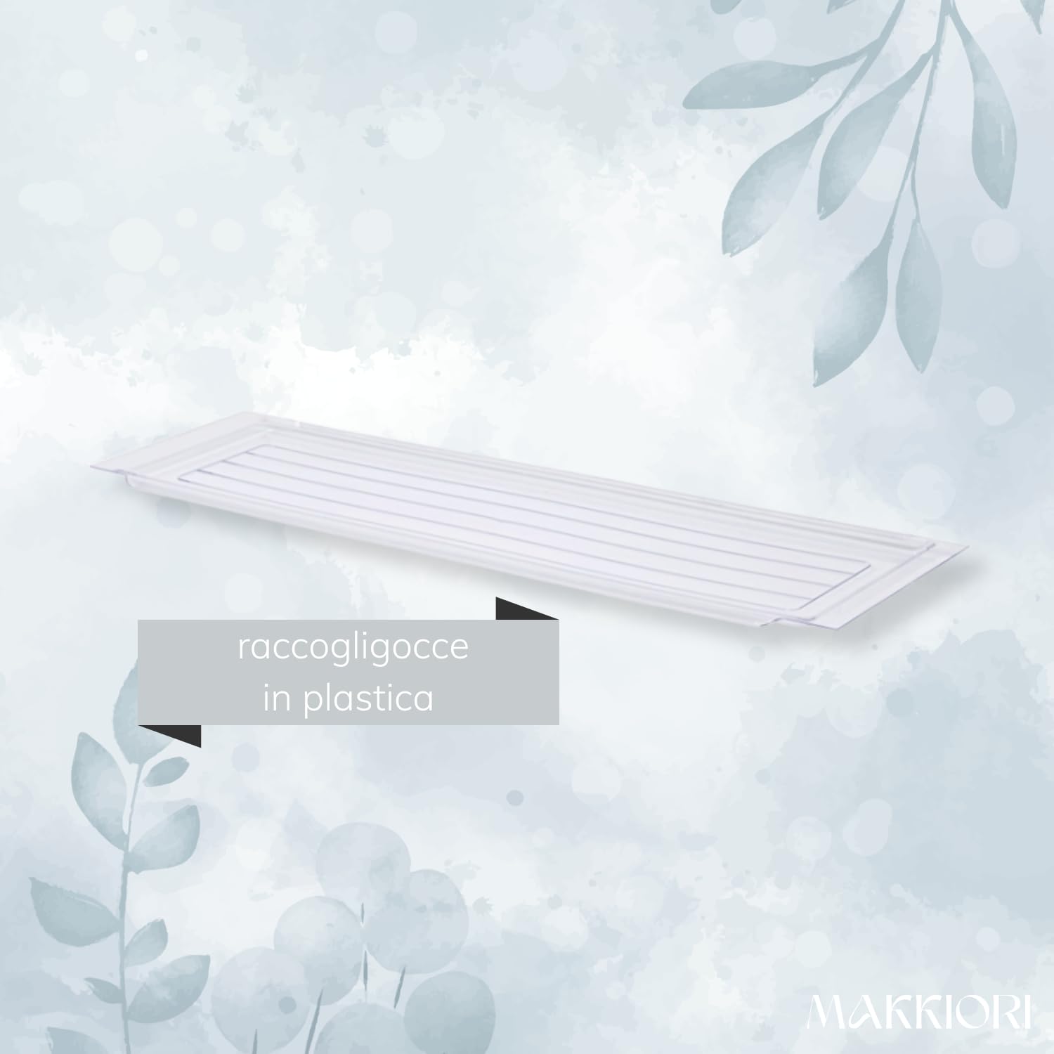 MAKKIORI Kit Scolapiatti | Griglia piatti e bicchieri con Vaschetta Raccogligoccie per Pensili Cucina | Acciaio cromo | Kit con Staffe (86 cm per pensile 90)