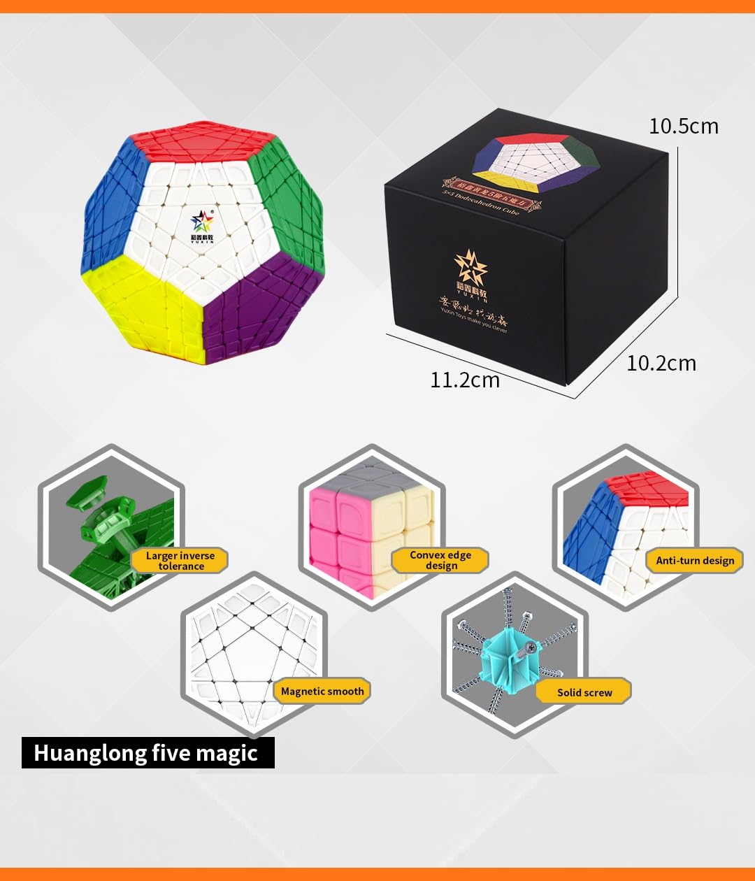 FunnyGoo YuXin HuangLong 5x5 Dodecaedro 12 Superficie Gigaminx Megaminx 5x5x12 cubo magico puzzle Stickerless