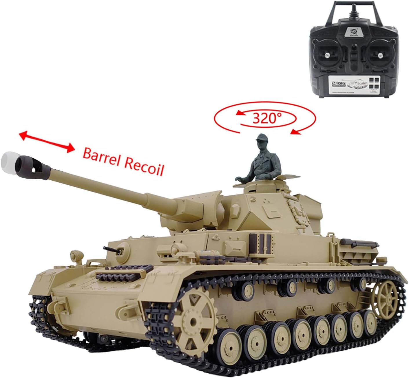 Henglong 3859 1/16 7.0 Plastic German Panzer Iv F2 RTR RC Tank Model BB Infrared Combat System Steel Gearbox 1800Mah Battery Hobby Grade Model for Ages 14+