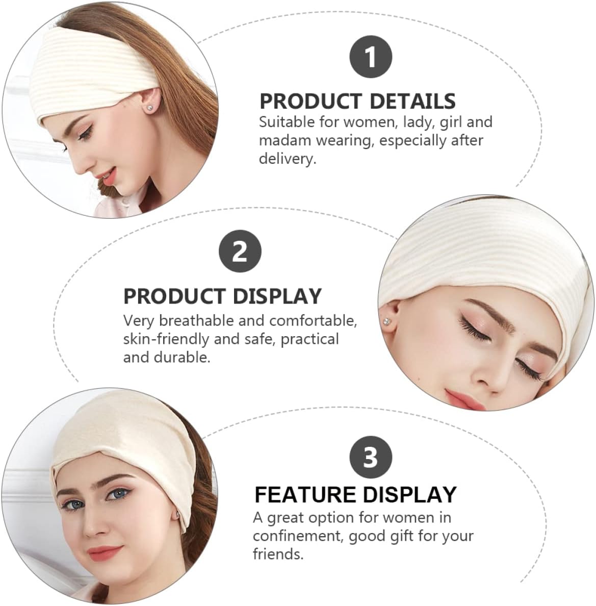 Toddmomy 2pcs Hair Scarf Recovery Headbands Cotton Chemo Anti-cold Turban Elastic Windproof Stretchy Pregnant Patient Caps Postpartum Women Cap Wide Hat Headband