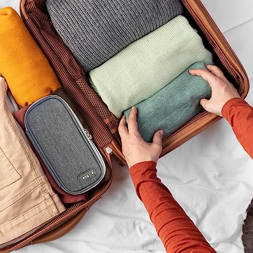 SUNMON Mojiro Kühltasche mit 2 wiederverwendbaren Kühlakkus, Isolierte Insulin Wegovy Kühltasche Etui Wasserdicht Ozempic Reisetasche für Diabetikerzubehör, 4-6 Std.Kühlung Medikamententasche(Grau)