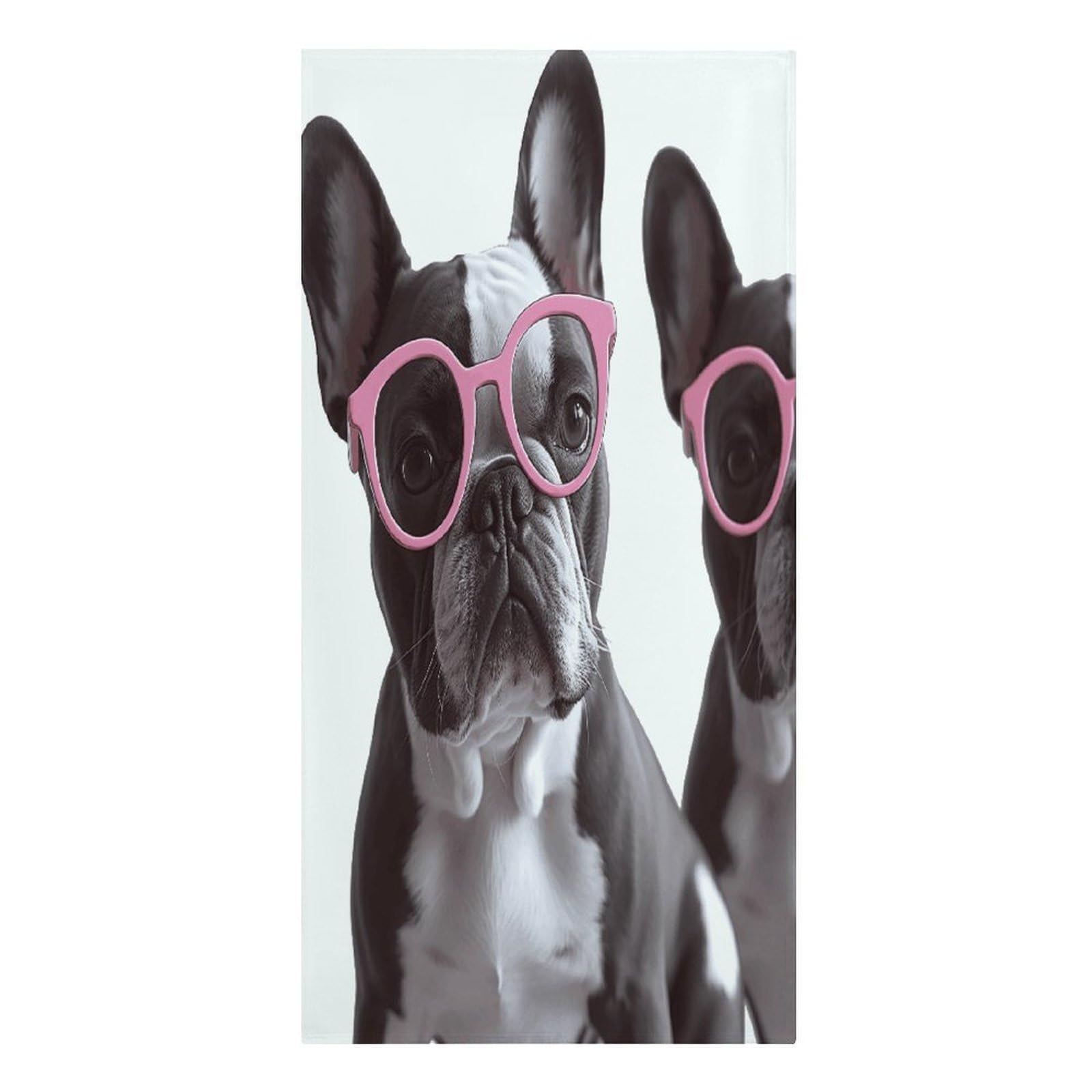 VstaDank French Bulldog Pink Glasses Beach Towels 30"x61" Microfiber Super Absorbent Large Bath Towels Cozy Soft Swim Travel Towel Quick Dry Thin Pool Towel Beach Accessories for Outdoor Adult