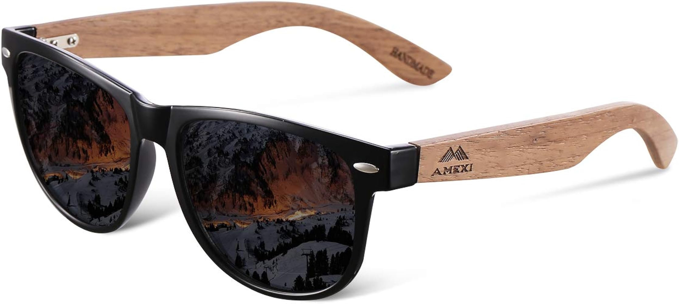 Occhiali Da Sole Uomo In Legno ANRRI, Modello Aviatore, Lenti Polarizzate TAC Con Protezione UV400, Stanghette In Legno Sostenibile