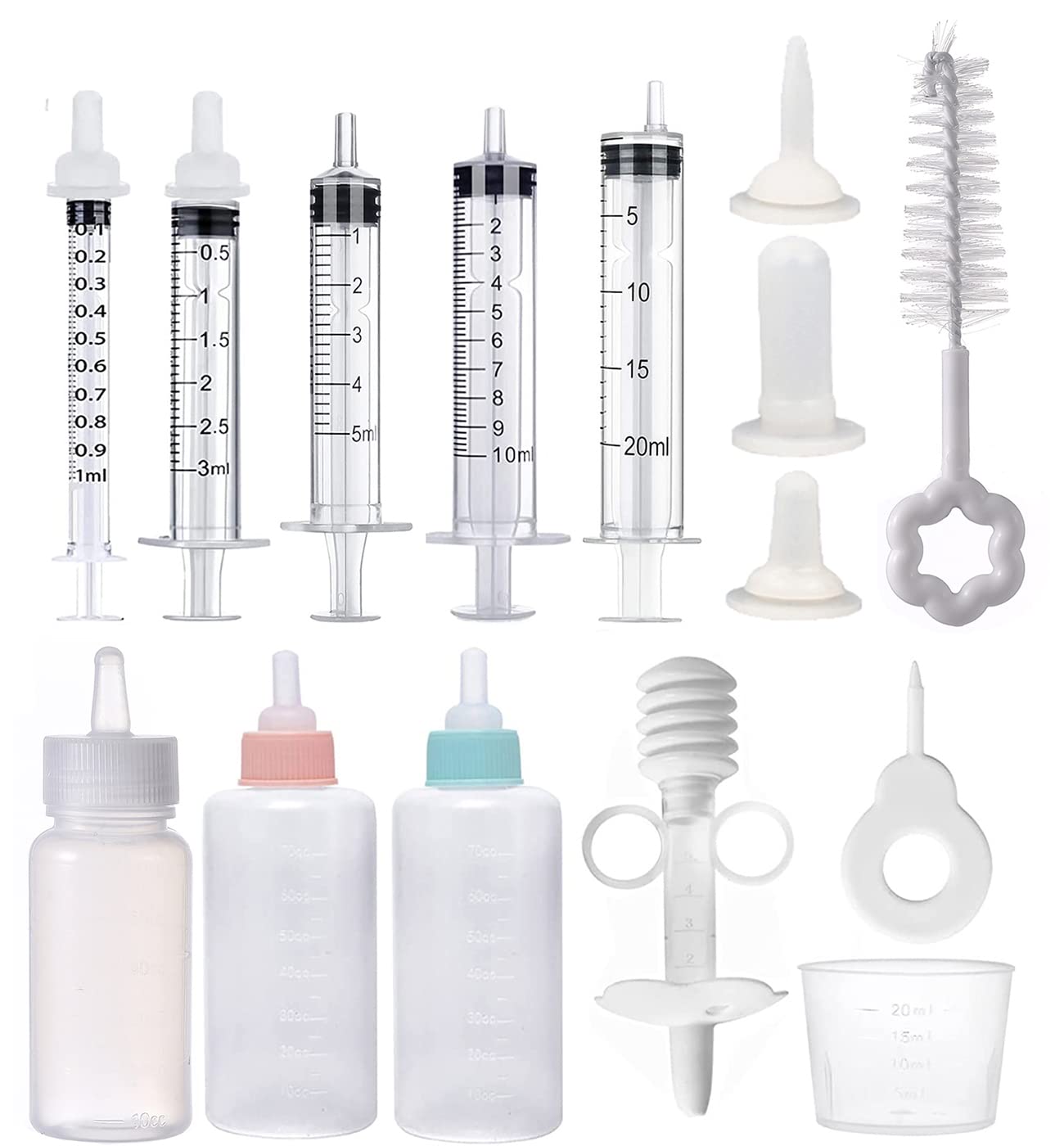 Kit de biberón para mascotas, jeringa para mascotas, dispensador de píldoras para mascotas, biberón de alimentación para gatos y perros y chupete de silicona para animales pequeños,