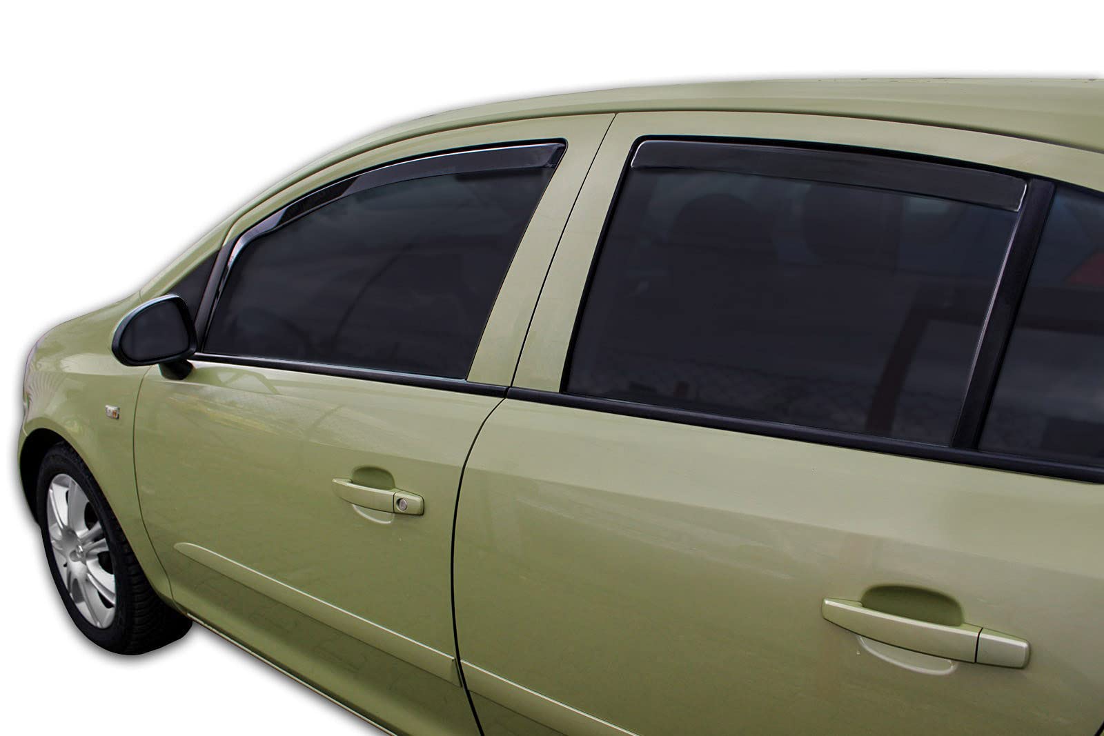 SCOUTT J&J Automotive GP Windabweiser passend für Opel Corsa D/E 5-Türer 2006-2019 4tlg, Vorne und Hinten Regenabweiser Passform Getönt Schwarz