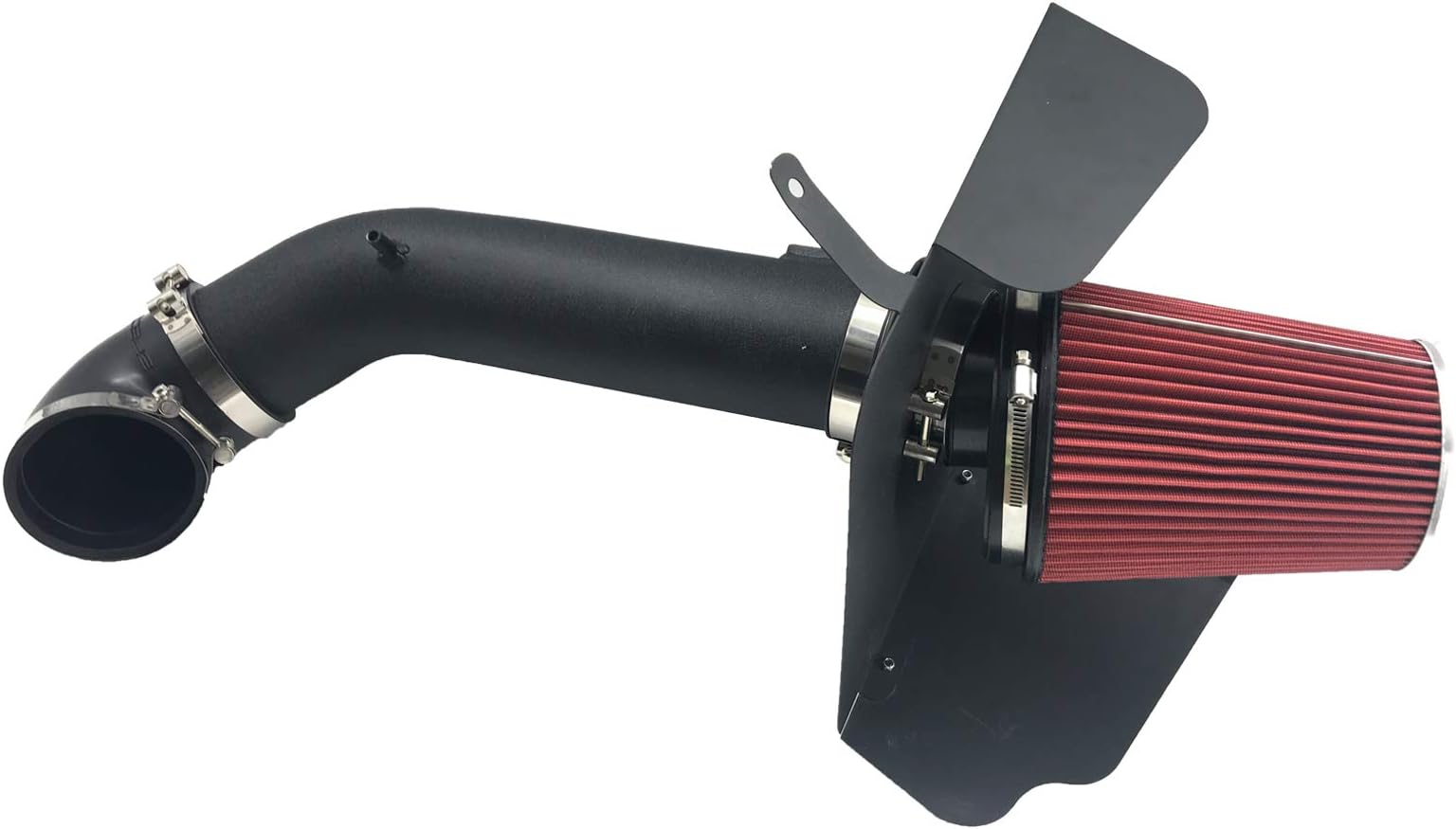4 Inch Cold Air Intake Filter Kit & Heat Shield for 2009-2014 Silverado 1500 GMC Sierra 1500 Yukon Cadillac Escalade ESV EXT (Black & Red)