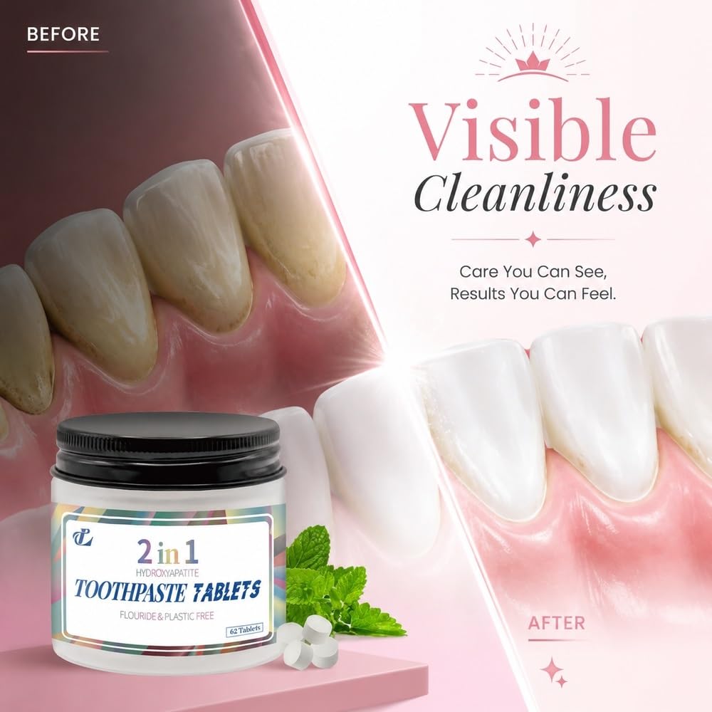 Bite Dentifricio Probiotico in compresse Alito fresco e pulizia profonda | Compresse orali portatili senza rifiuti di fluoro e nano idrossiapatite(3pcs)
