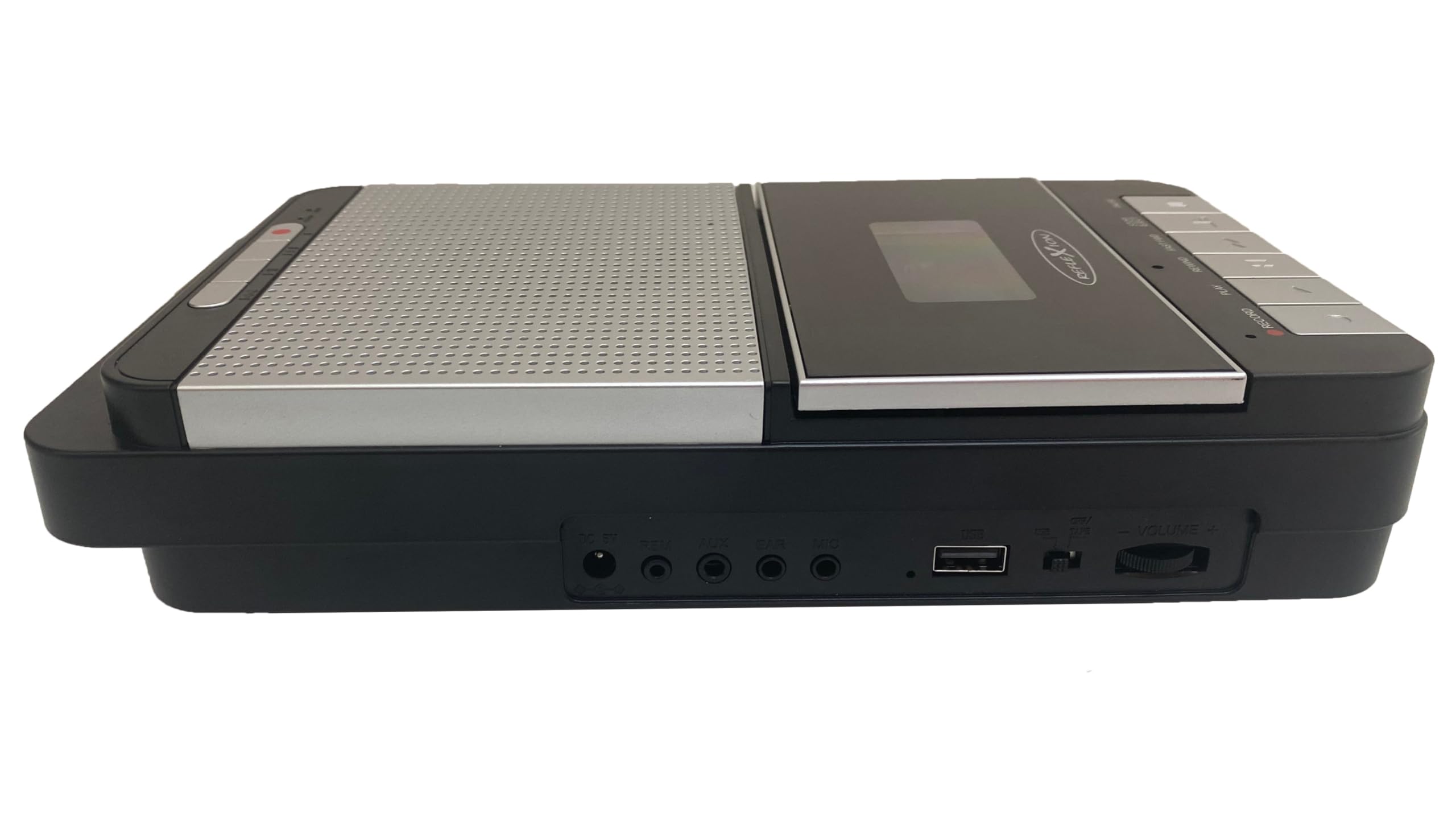 Reflexion CCR8018 Retro magnetofon z nagrywaniem MP3 USB | przenośny z mikrofonem, głośnikiem, AUX-IN, wyjściem na słuchawki, zasilanie sieciowe i bateryjne, nagrywanie One-Touch i automatyczne