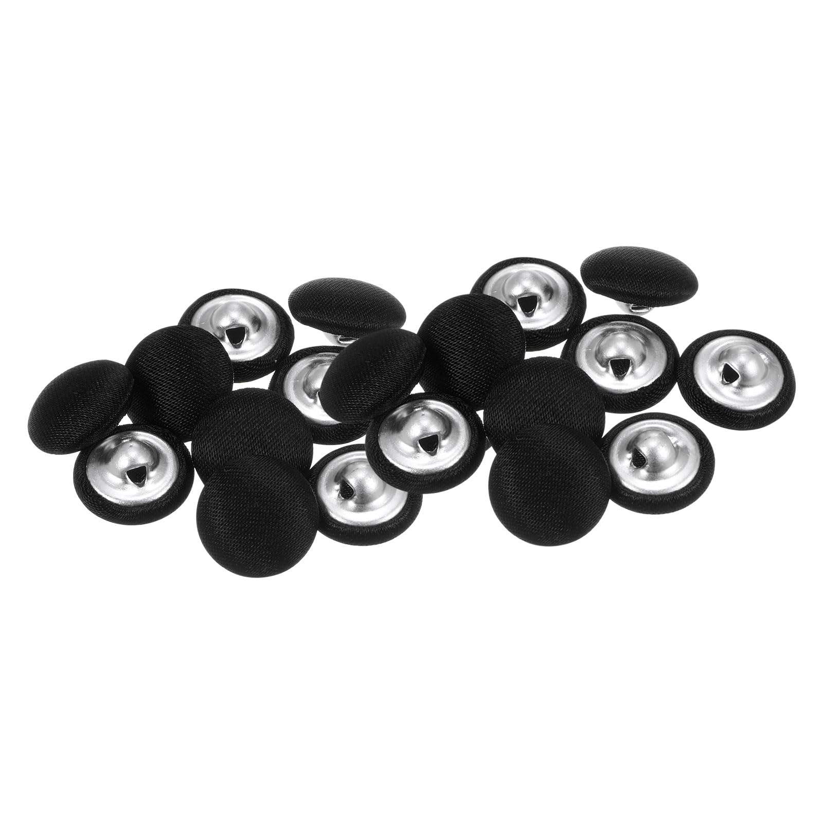 HARFINGTON 20pcs 20L Fabric Cloth Covered Button 12.5mm Round Metal Shank Sewing Buttons for Suits Dress Blouses Sweaters, Black