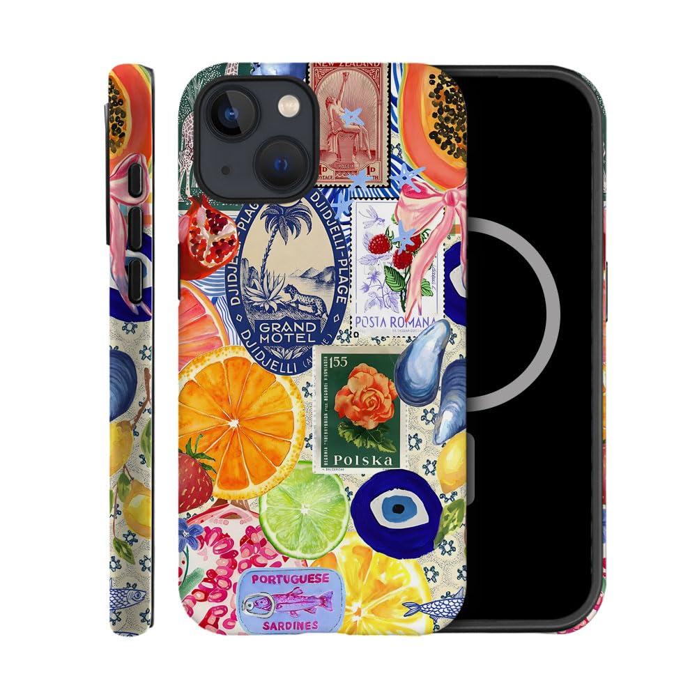 TnXee Case Compatible with iPhone 14 Plus,Compatible with MagSafe,Fall Prevention Hybrid 2-Layer Hard Shell Cases for Girls Boys,Bow European Summer