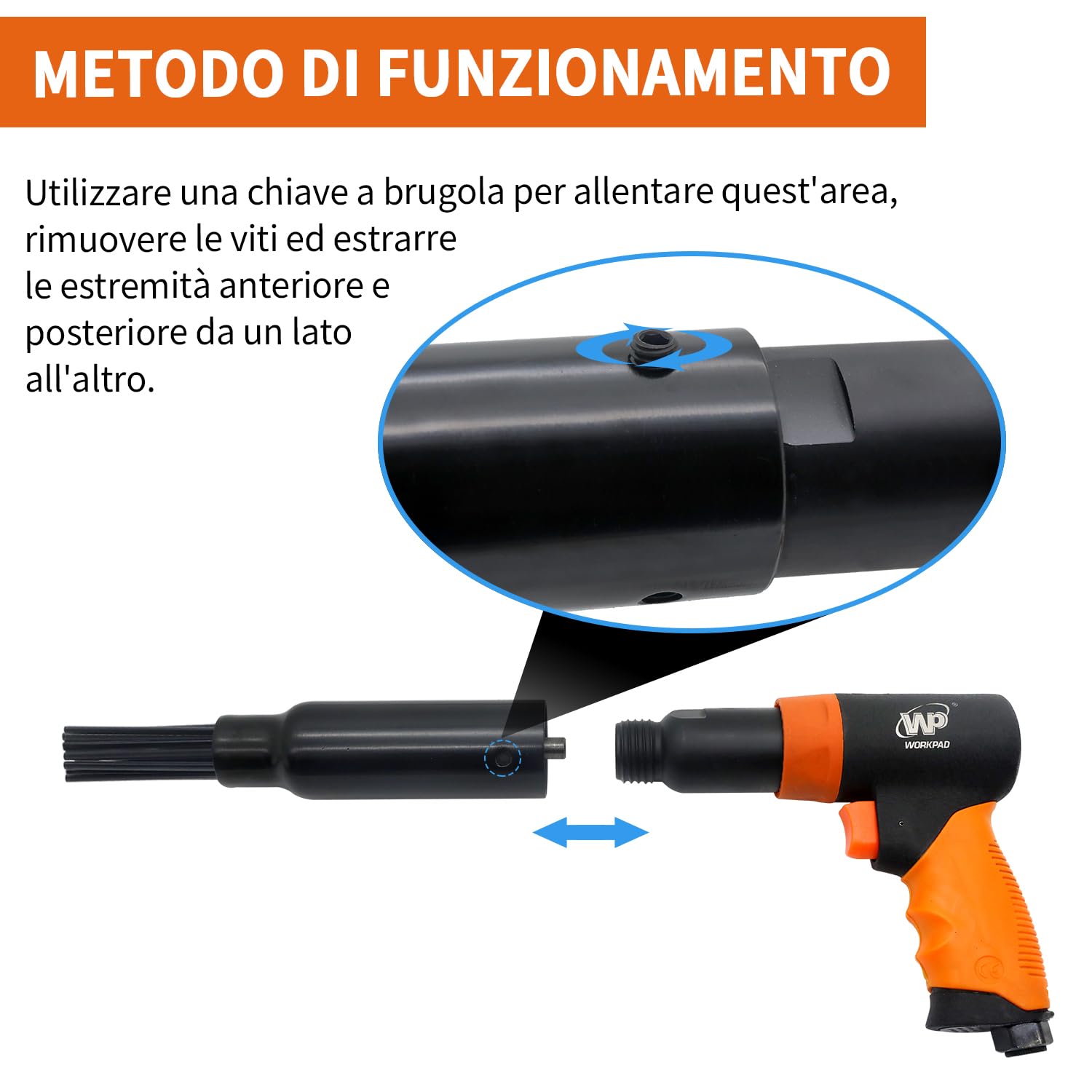 WorkPad Pistola ad aghi professionale ad aria compressa 5000 giri/min, 19 aghi, antiruggine, sverniciatore per meccanici auto, tappezzieri, potente e sicuro!