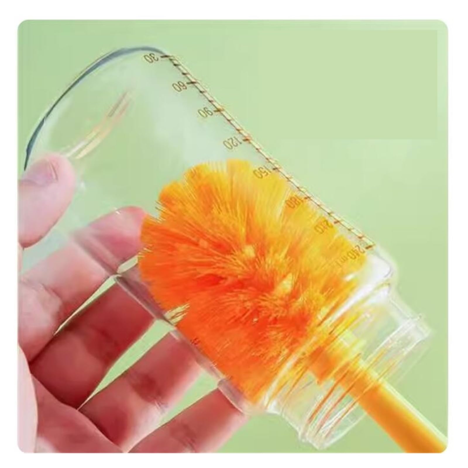 4-in-1 Reinigungsburste fur Wasserbecher und Milchflasche | Kunststoff mit integriertem Stahldraht, Langgriffwerkzeug fur Teetassen und Wasserbehalter(Yellow)
