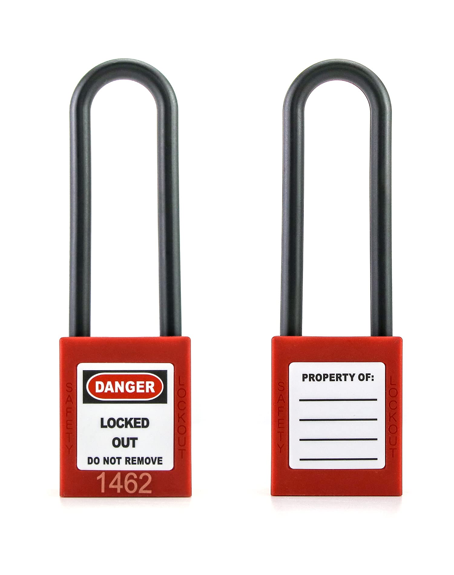 QWORK® Lockout Tagout Locks, Safety Padlock, 2 Padlocks with 4 Keys, 3" Extended Nylon Non-Conductive Lock Handle, Red - Image 2