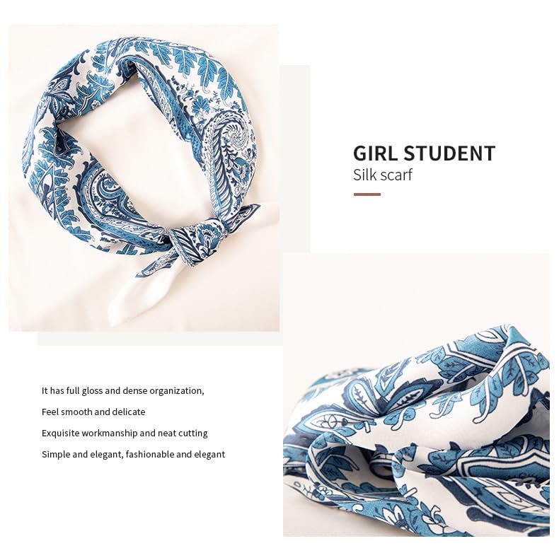 Premium 27.5 x 27.5inch Silk Square Scarf - Wear as Shawl, Headscarf, Belt, or Decoration3
