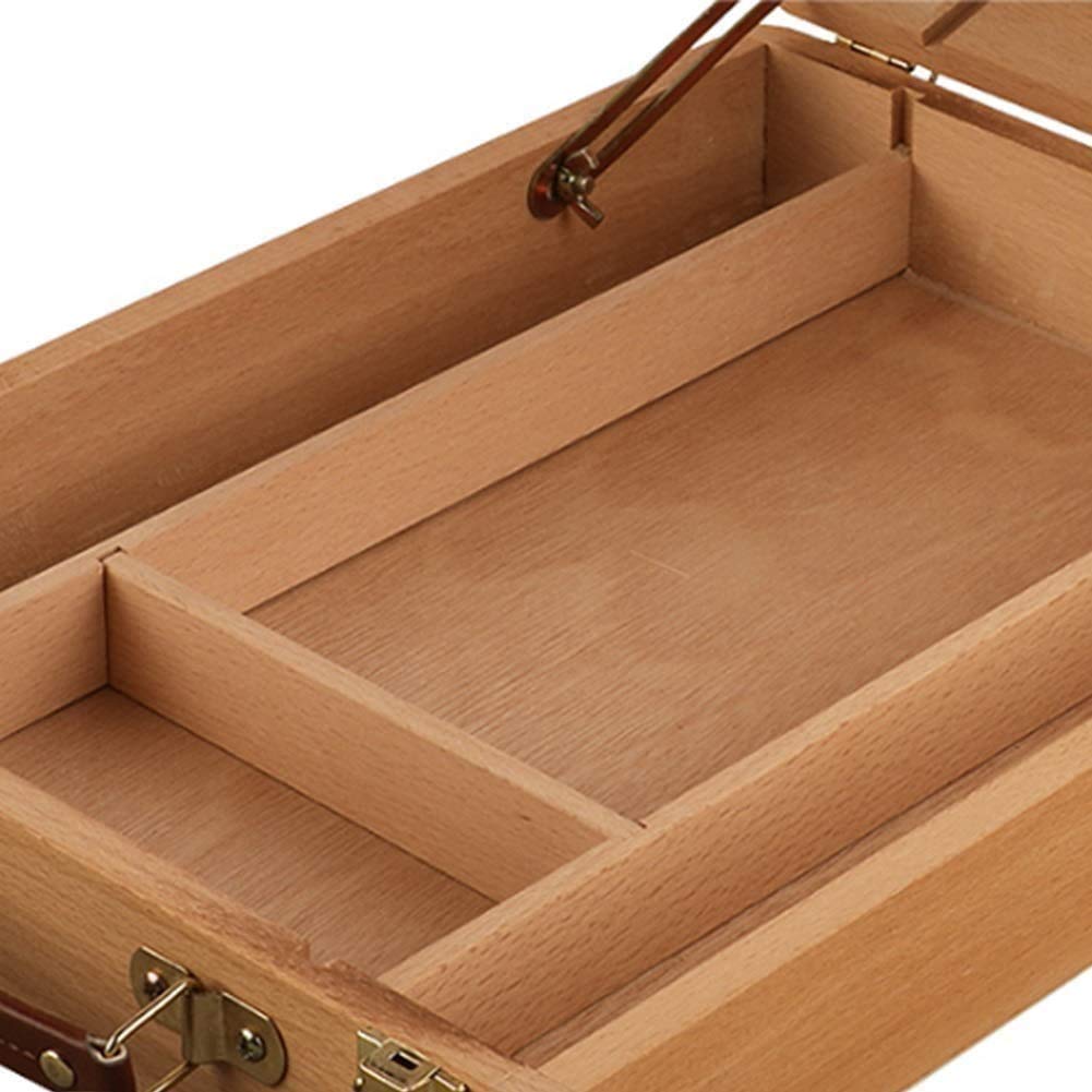 XBTGS Caballete de escritorio - Caballete de escritorio para principiantes, pequeño cajón de madera de haya, caballete plegable portátil para pintura al óleo, estación de trabajo ajustable para