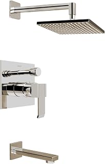 Graff G-7290-LM38S-SN-T Qubic Pressure Balance Tub and Shower Set Trim Only, Polished Chrome