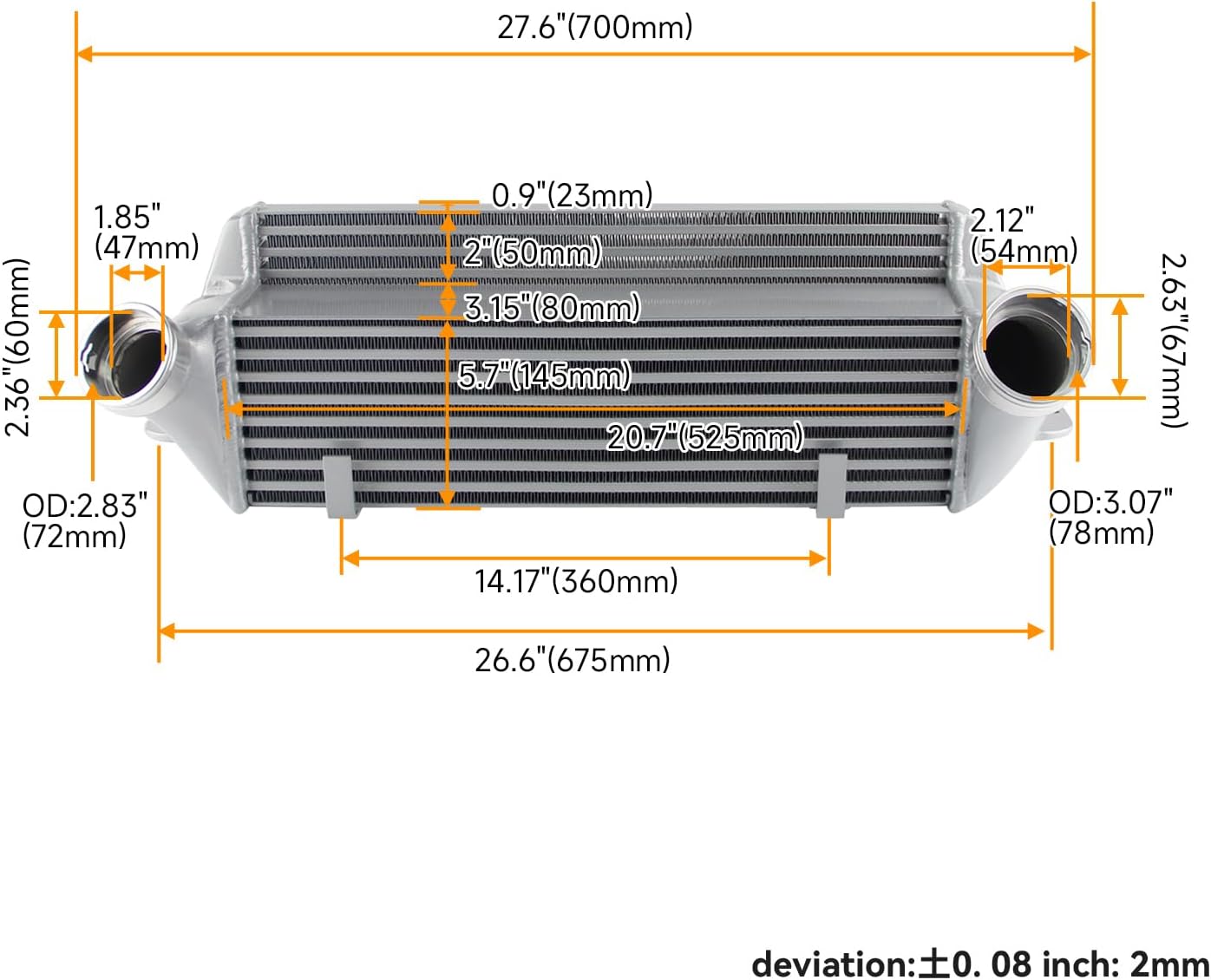 Intercooler for BMW E Series 2.0l Diesel E81/E82 120d 123d E90 E91 E92 E93 320d Aluminum Silver
