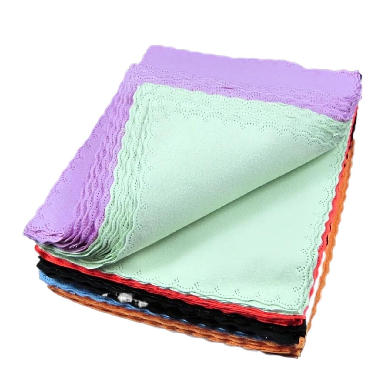 30 panni in microfibra per la pulizia degli occhiali – Salviette per lenti e schermo con design in pizzo per occhiali, fotocamera e telefono cellulare, 17,5 x 14,5 cm, per una pulizia morbida senza