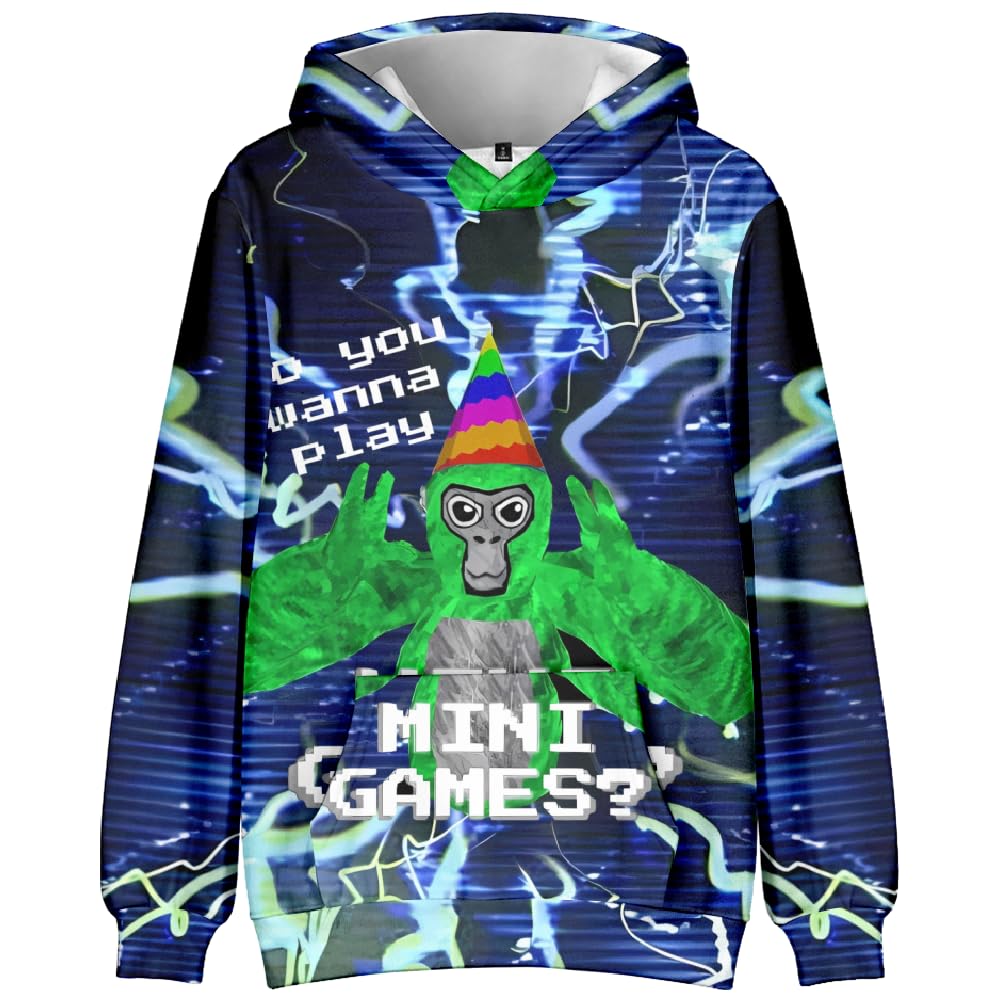 CLJKU Kids Gorilla Tag Character Group Hoodie Boys Gorilla Tag 3D Figure Printed Sweatshirt for Fans Gift (04,11-12years)