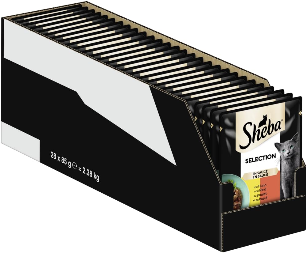 Sheba Selection Katzen Nassfutter im Portionsbeutel mit Huhn und Rind in Sauce 28x85g