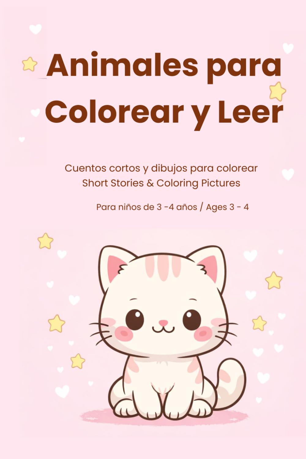 ANIMALES KAWAII PARA COLOREAR Y LEER: Cuentos cortos y dibujos adorables para aprender vocabulario en dos idiomas