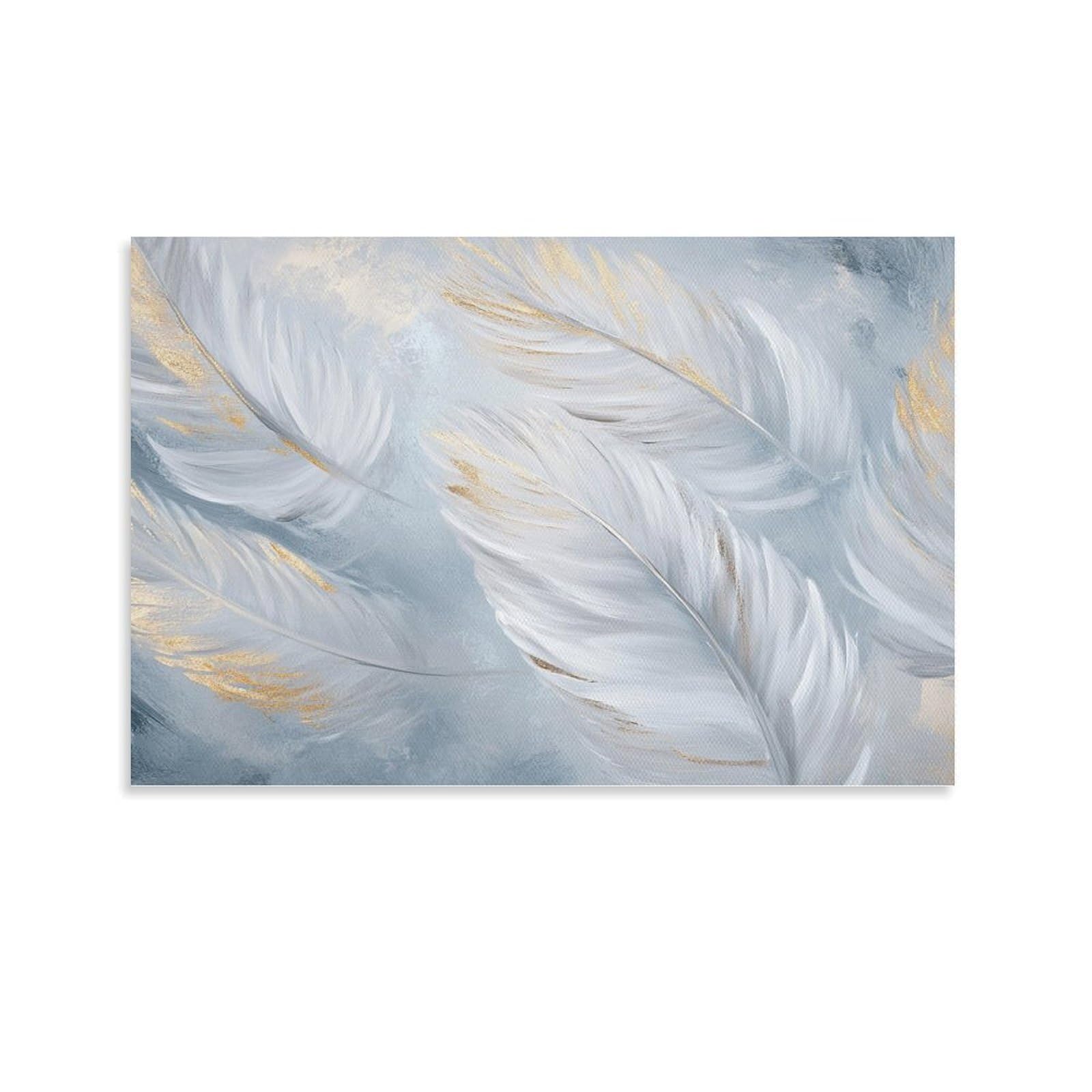 DHBANEIOK Wall Art Artistic Feather Paintingon Canvas White Feather Modern Artwork The Picture Print On Home Decor for Living Room Bedroom Home Decorations 20x30inch(50x75cm)