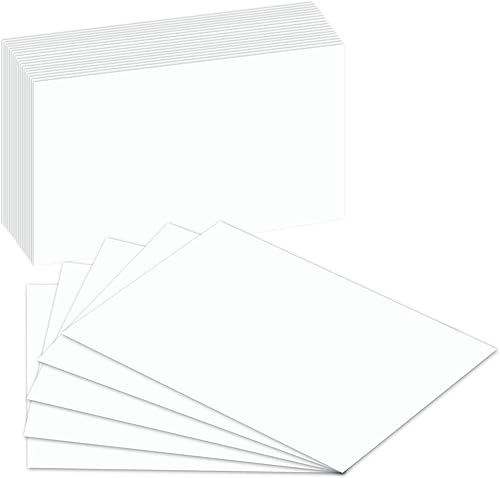 Tarjetas de notas flash de índice en blanco 80 libras de peso pesado de cubierta blanca gruesa. 100 tarjetas por paquete 4 x 6