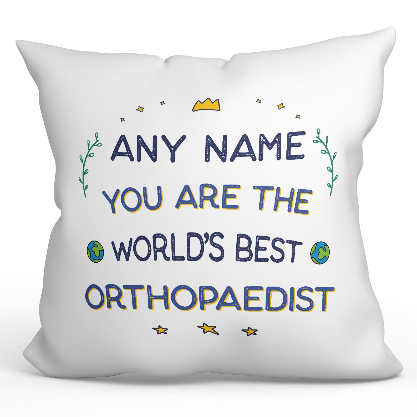 MUGFFINS Personalised Cushion for ORTHOPAEDIST Padding included - in English - World's Best - Funny custom gift - Pillow: cover and filling 15.7x15.7 inches โ image 1