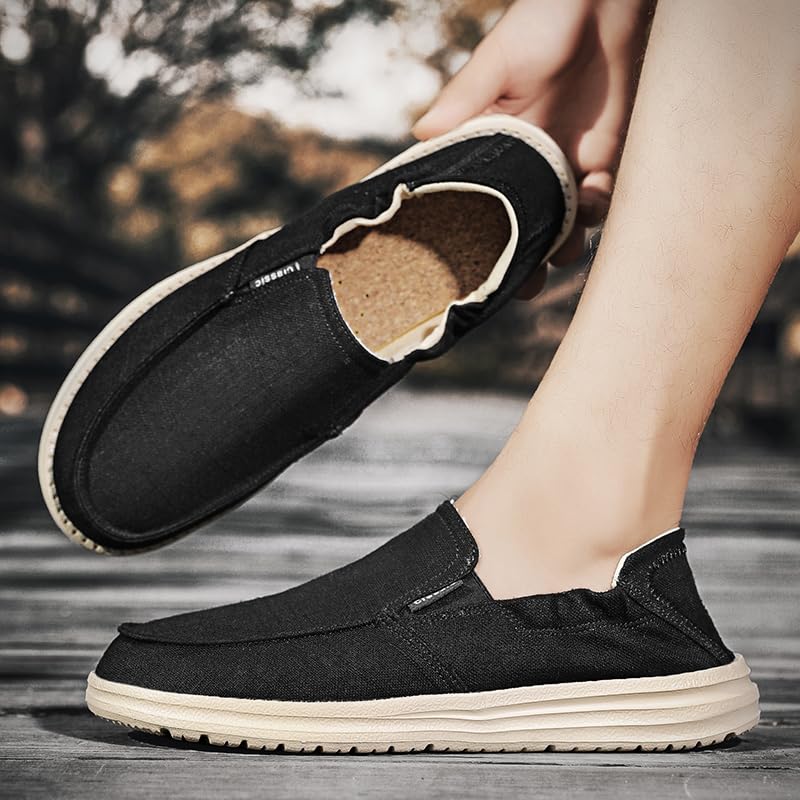 Scarpe da uomo in tela slip-on, leggere, per il tempo libero