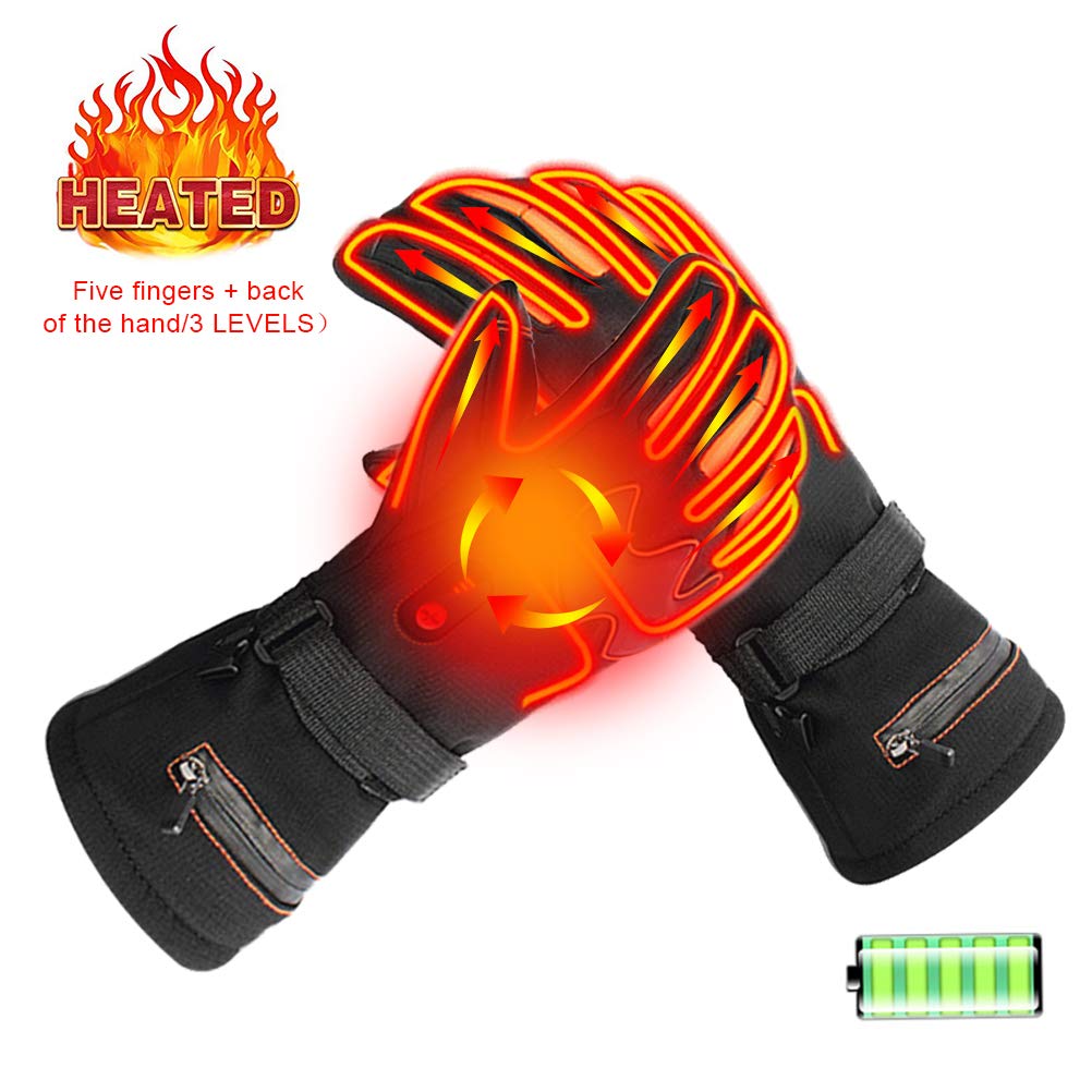 TAIPPAN Winter Electric Heated Gloves Men&Women Rechargeable Battery Adjustable Heated Gloves Anti-slip Waterproof Winter Gloves Outdoor Thermal Heated Gloves for Winter Sports(EU)