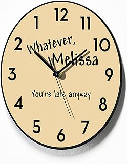 Reverse Wall Clock - Whatever, You are late anyway Custom Name - Round Funny Clock - Backwards running Time - Counterclockwise Wall Clock - Optional RGB LED 5V Backlit