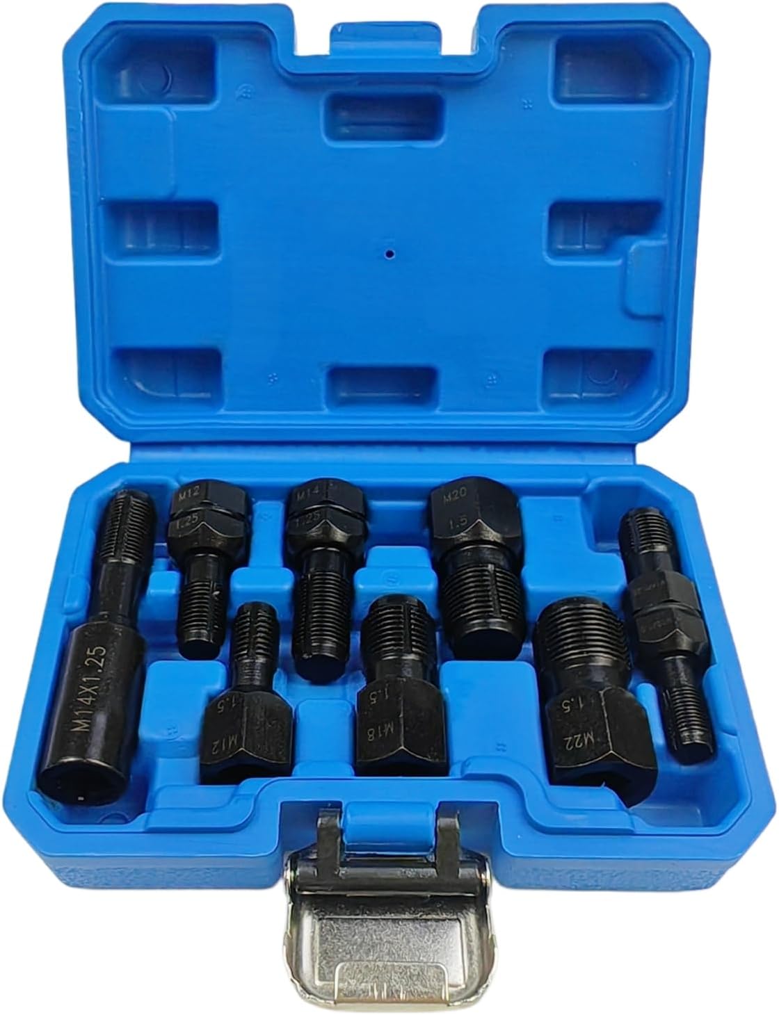 Spark Plug Thread Chaser Kit, Oxygen Sensor Thread Chaser Kit, 8 Metric Sizes M10 M12 M14 M18 M20 M22 Rethreading Tool with 3/8" Square Drive for Repairing Stripped Damaged Threads