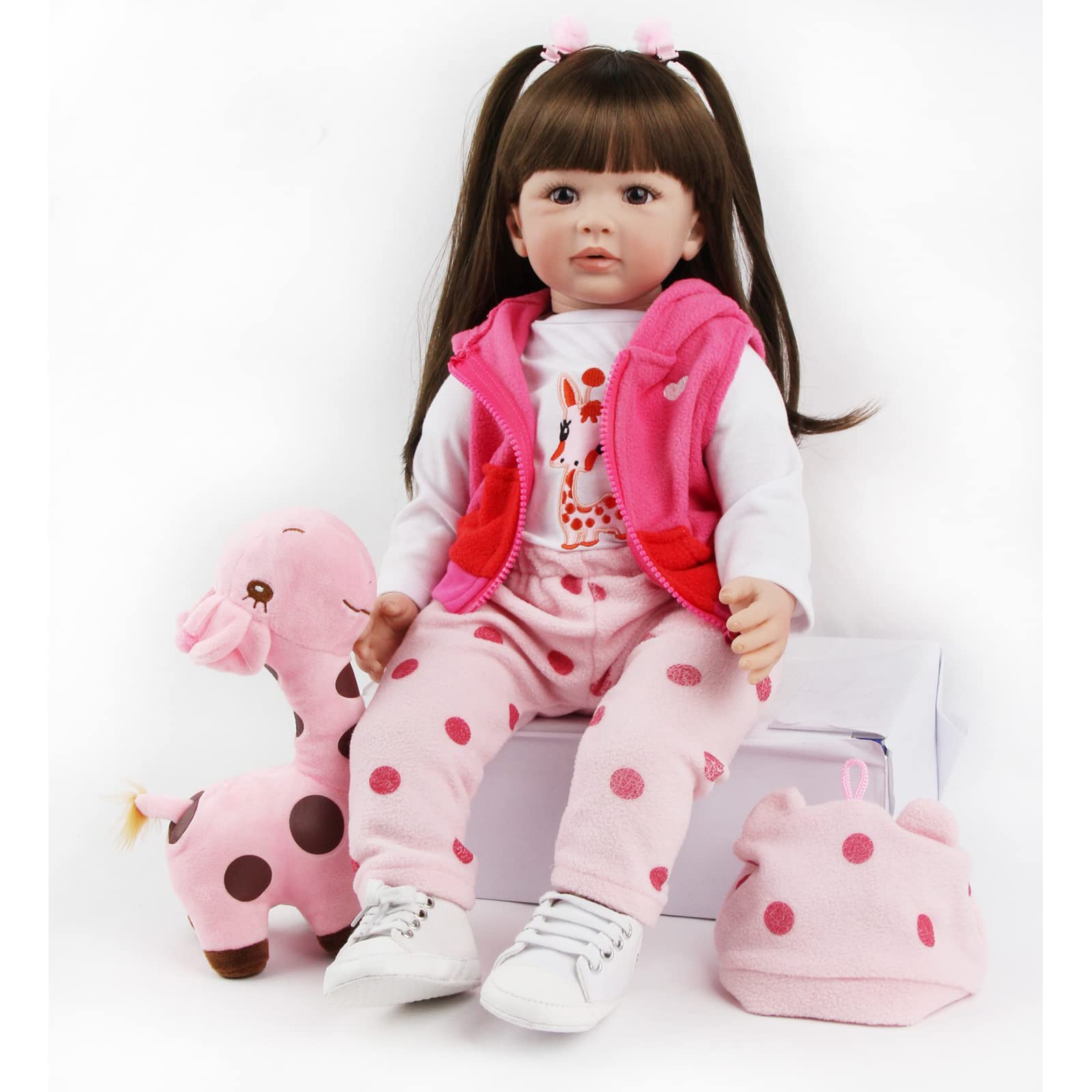 ZIYIUI Bambola Reborn Femmina 60 Cm 24 Pollici Silicone Morbido Vinile Realistico Neonate Bambole Reborn Reborn Doll Simulazione Bello Ragazza Regalo di Natale Giocattolo