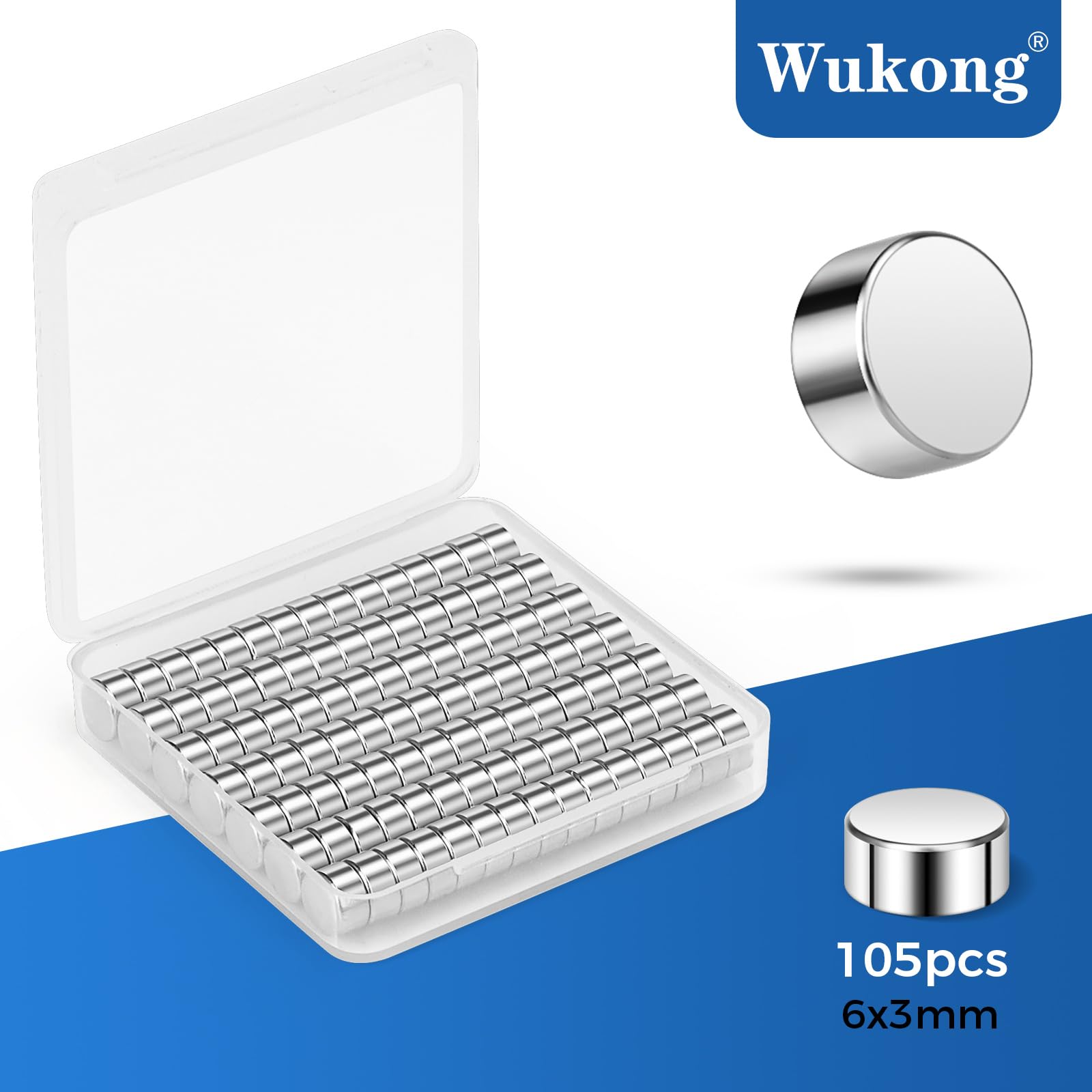 Wukong Mini Imanes de 6 x 3 mm, Paquete de 100 Pequeños Imanes Redondos para Manualidades y Bricolaje