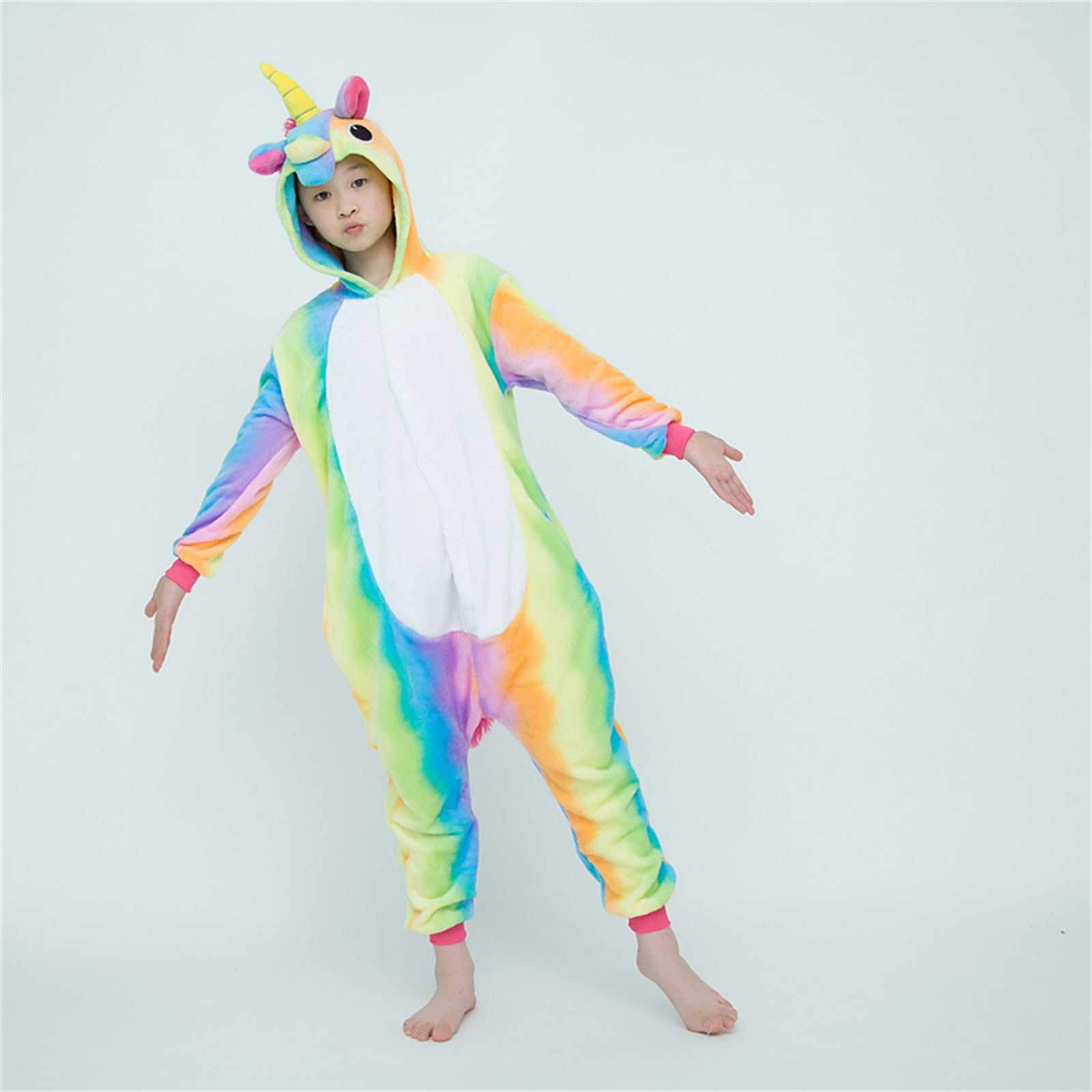 Enfant Ensemble de Pyjama Licorne Grenouillère Animaux Romper Pajamas Kigurumi Onesie Cosplay Animal Combinaison Costume Vêtement de Nuit en Flanelles Soirée Noël Déguisement 3-13 Ans