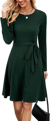 Newshows Women's Sweater Fall Teacher Work Casual Dress (Dark Green S)