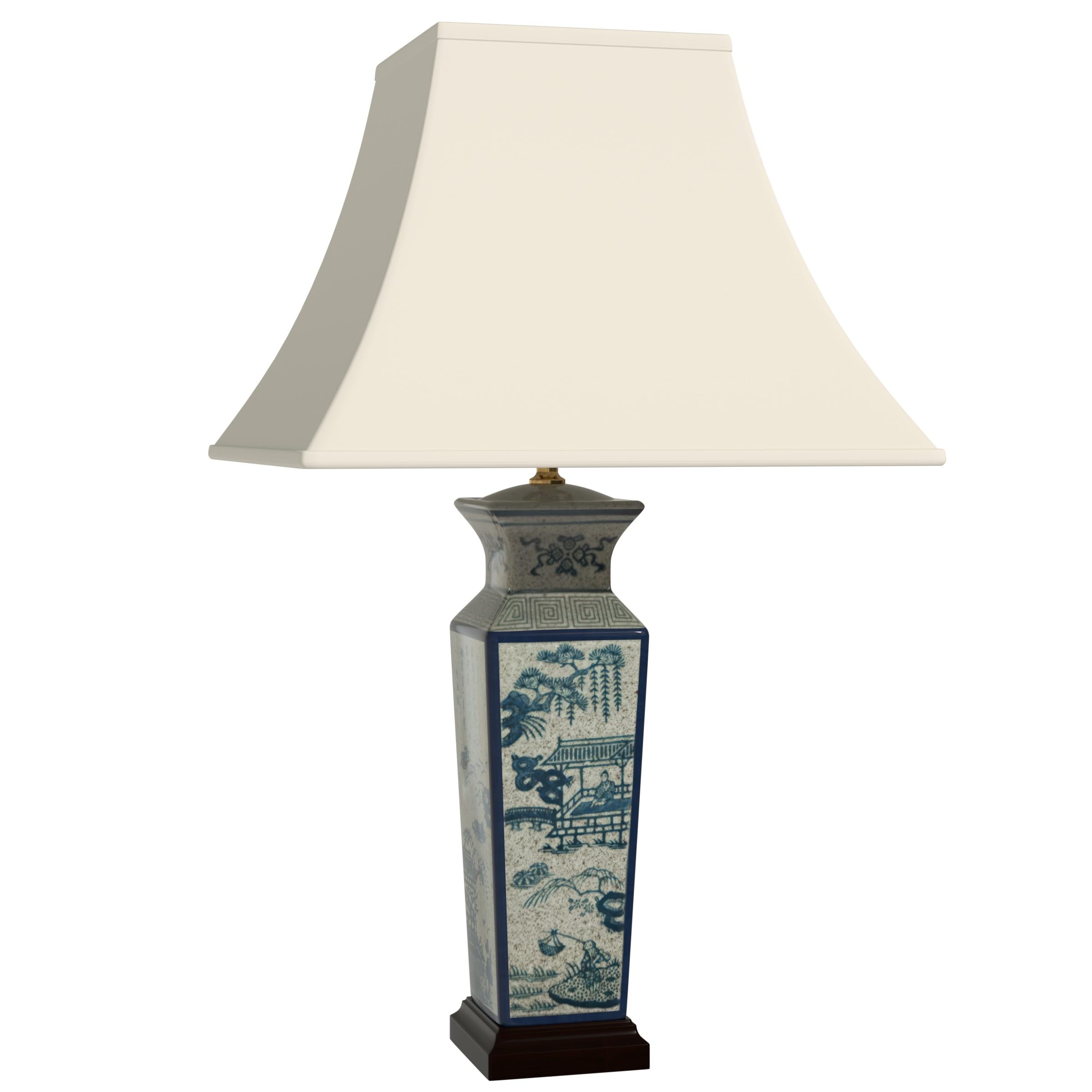 Red Lantern 26 Blue Landscape Porcelain Lamp