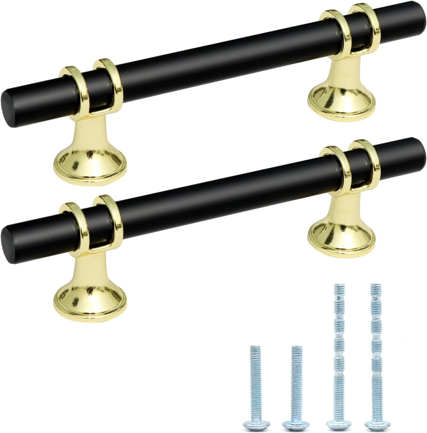 LEIFENY 10 Pack Black and Gold pulls, 31/2"(90mm) Hole Spacing