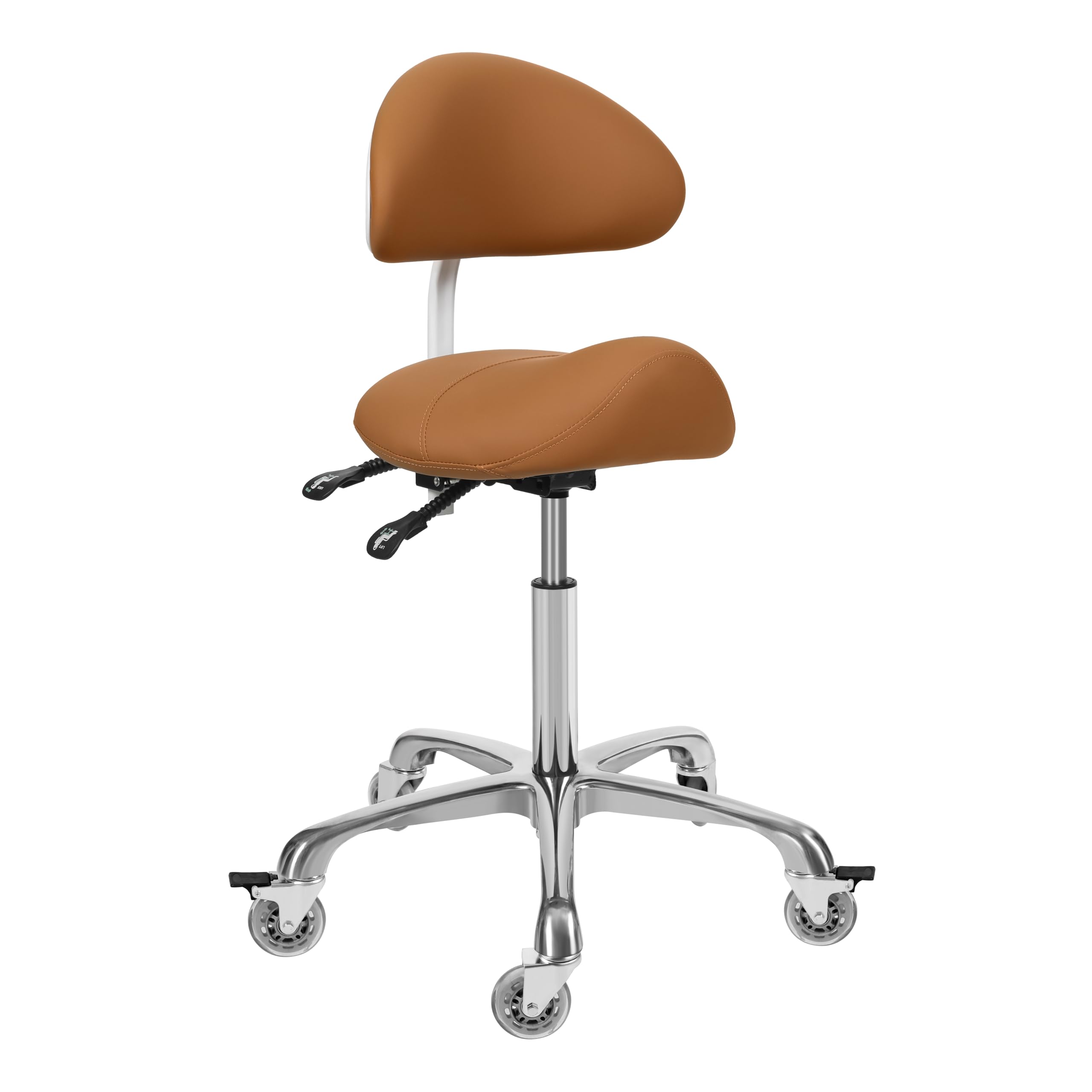 Saddle Stool Chair With Back Support - Ergonomic Rolling Saddle Stools with Wheels Heavy Duty Hydraulic Swivel Adjustable Stool Esthetician Chair for