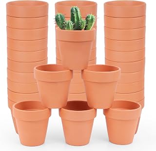 CUZZME 26 Pack 3 Inch Terracotta Clay Pots with Drainage Hole - Small Flower Pots for Succulents, Indoor Outdoor Plants, DIY Crafts