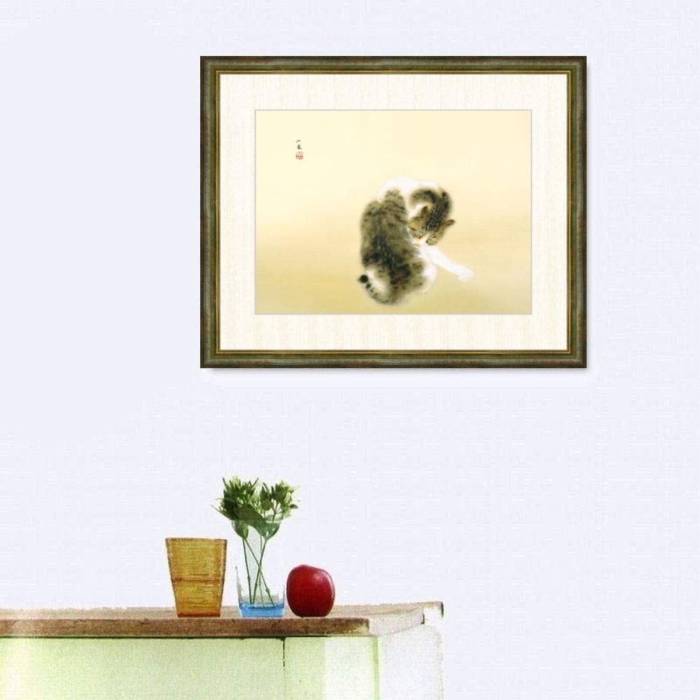 Amazon.co.jp: 竹内栖鳳 班猫 F8号 高精彩工芸画 手彩補色 複製画 動物